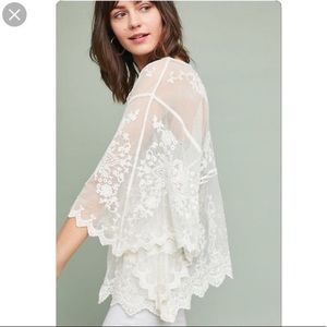 Anthropologie white lace Kimono - one size